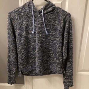 Blue and white hooded sweater